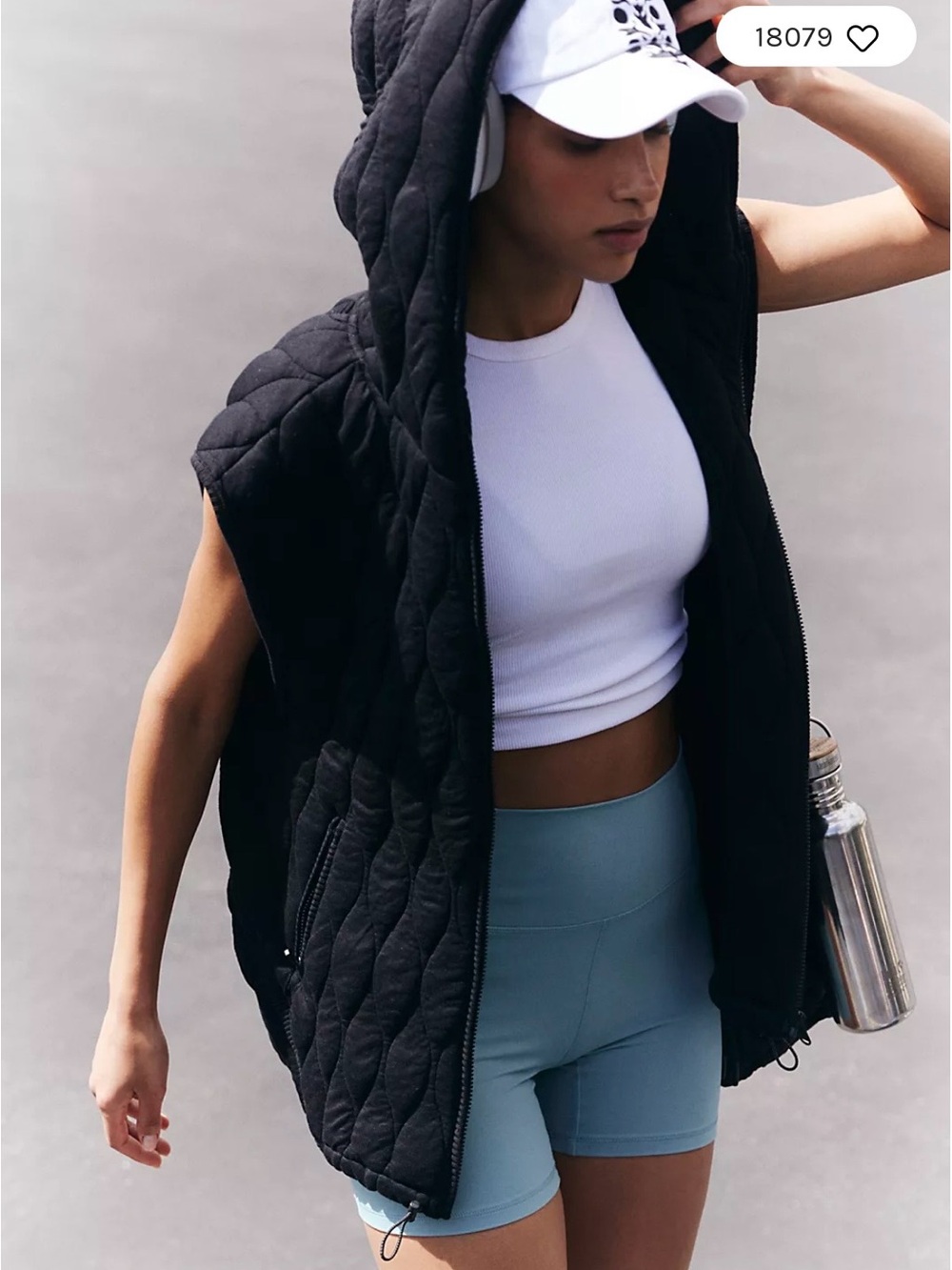 FP Movement by Free People Black Quilted Hooded Dream Big Vest